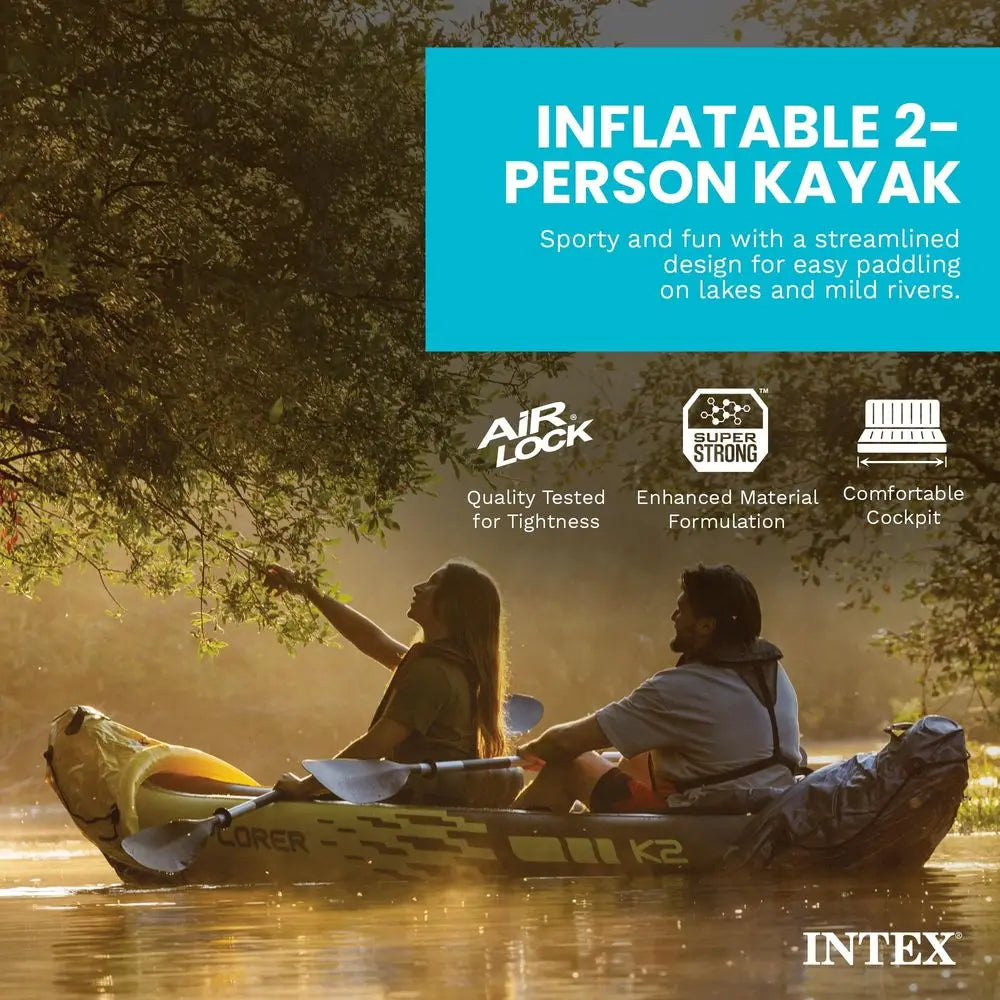 68307EP K2 Inflatable Kayak Set Deluxe 86in Kayak Paddles And HighOutput Pump Adjustable Seats With Backrest Removable Custom