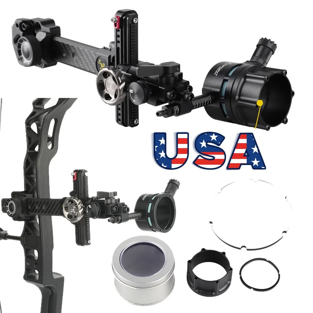 Aiming Tool Compound Bow Single Pin Sight 4/6/8x Lens Carbon Rod Adjustable Outdoor Hunting Shooting Target Bow Accessories