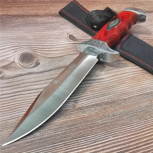10.4 Inch (265mm) 9CR18MOV Stainless Steel Fixed Blade Knife - High Hardness Camping, Hunting, Outdoor Survival Knife with Sheat