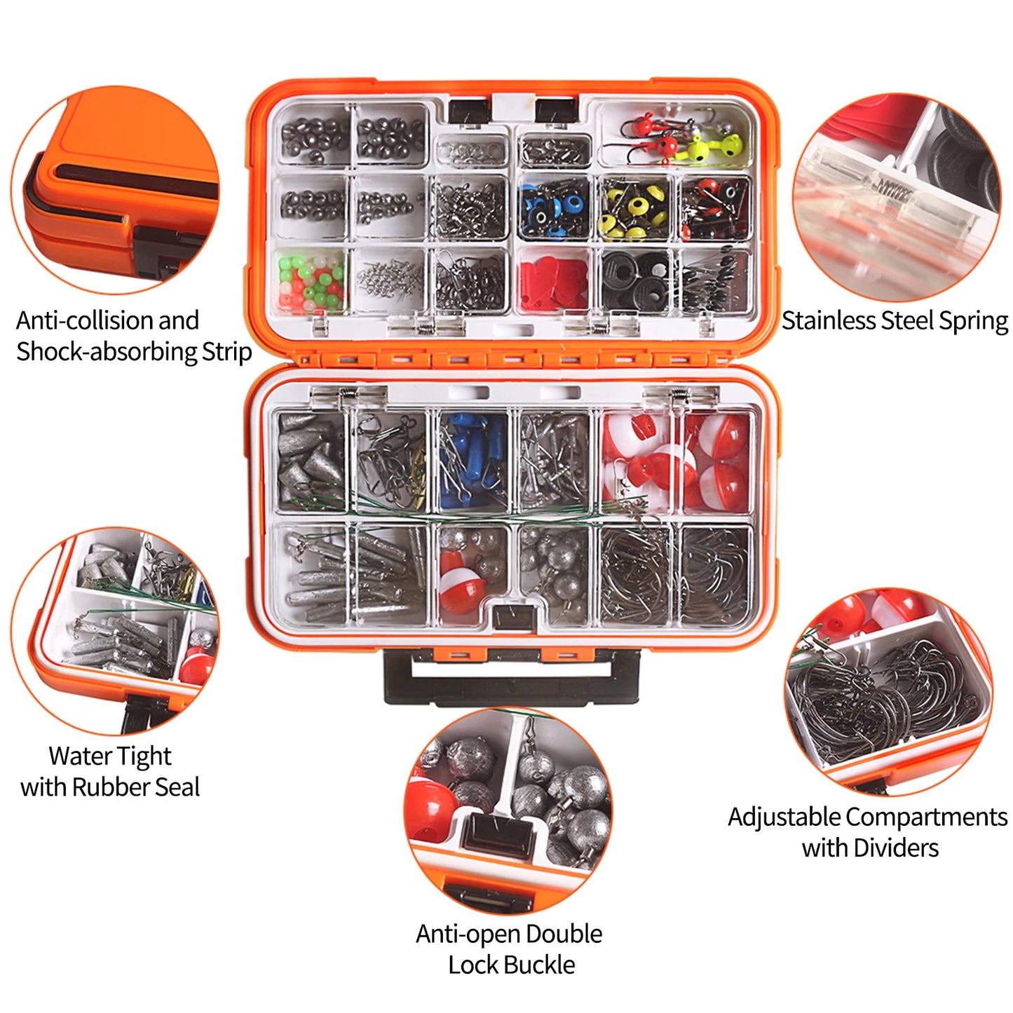 Fishing Accessories Kit Including Tackle Box Fishing Hooks Weights Jig Heads Barrel Swivels Fishing Accessories Set