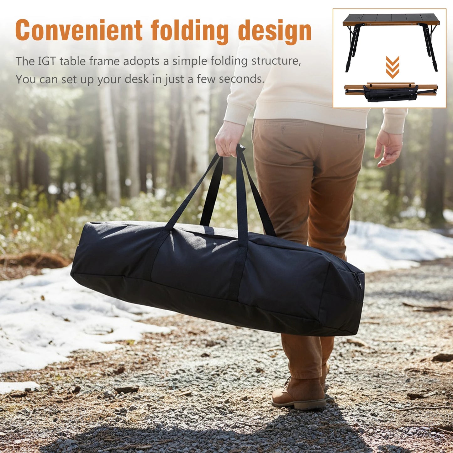 Ultralight Aluminum IGT Folding Camping Table Portable Outdoor Table with Carry Bag for BBQ Grill Picnic Travel Fishing Supplies