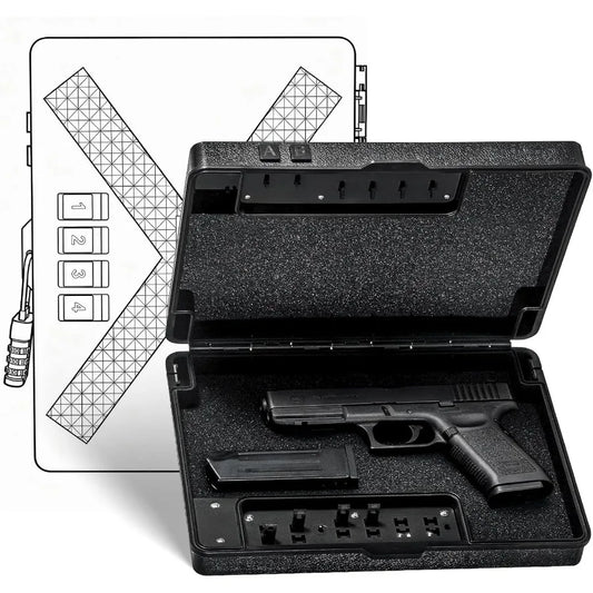Gun Safe for Handgun Mechanical Lock Pistol Safe with TSA Padlock Quick Access Mounted Handgun Lock Box for Nightstand Portable