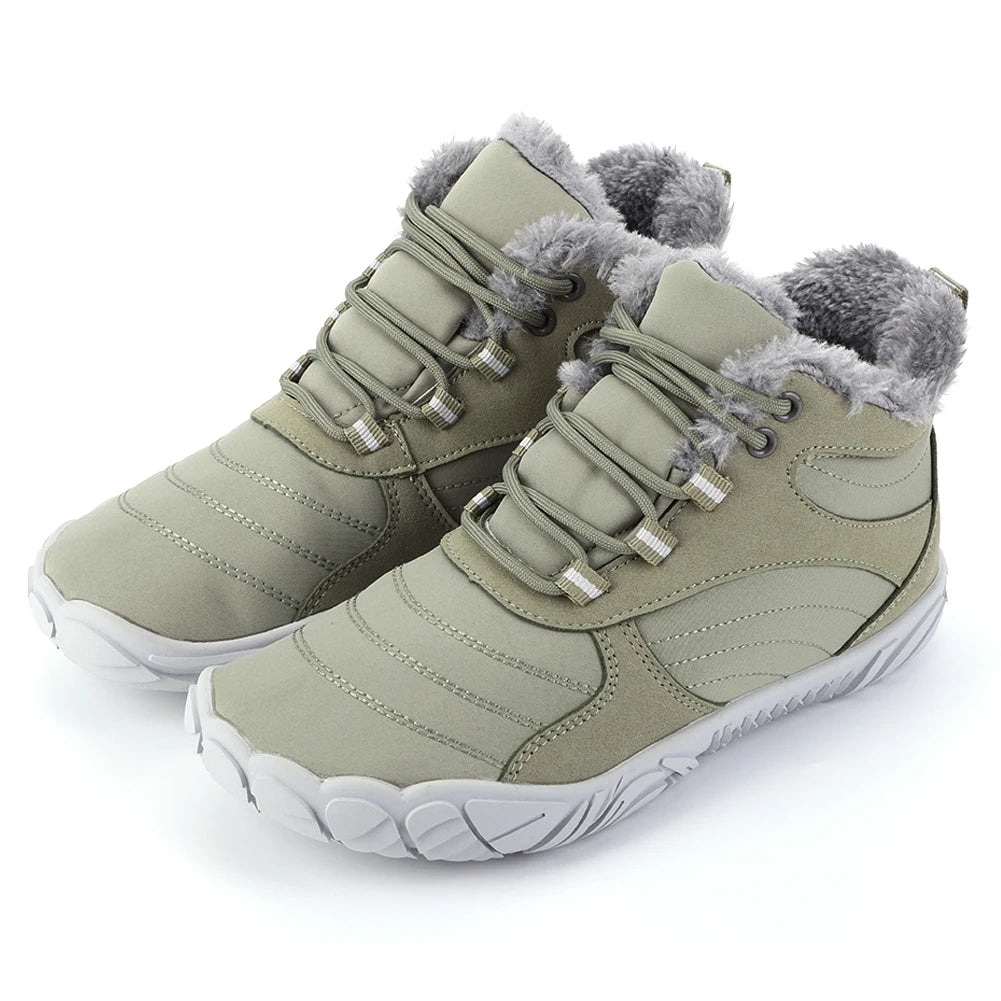 Warm Hike Shoes Non-Slip Waterproof Warm Fur Lined for Women Men (Green 38)