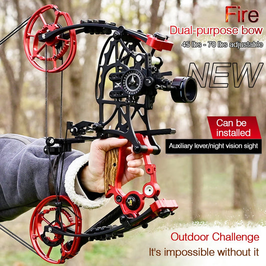New Fiery Compound Bow Pulley Bow Adult Outdoor Archery Steel Ball and Arrow Dual-purpose Adult Bow High Precision Shooting