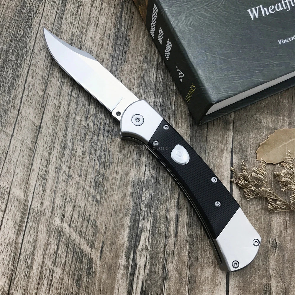 Multi-functional Pocket Knife 2.91-inch D2 Steel Blade Black G10 Handle Portable Outdoor Fruit Folding Knife EDC Camping Hiking Hunting Tactical Tool Gift