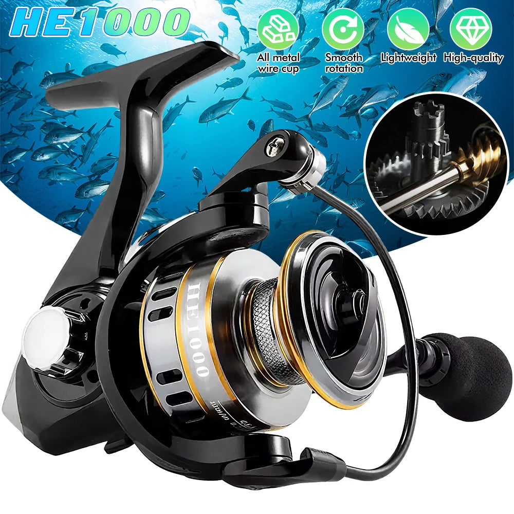 All-metal line Cup Spinning Reel Fishing Reels 1000 5.2:1 Gear Ratio Ultra Light Saltwater Spinning Fishing Reel 22lb Max Drag