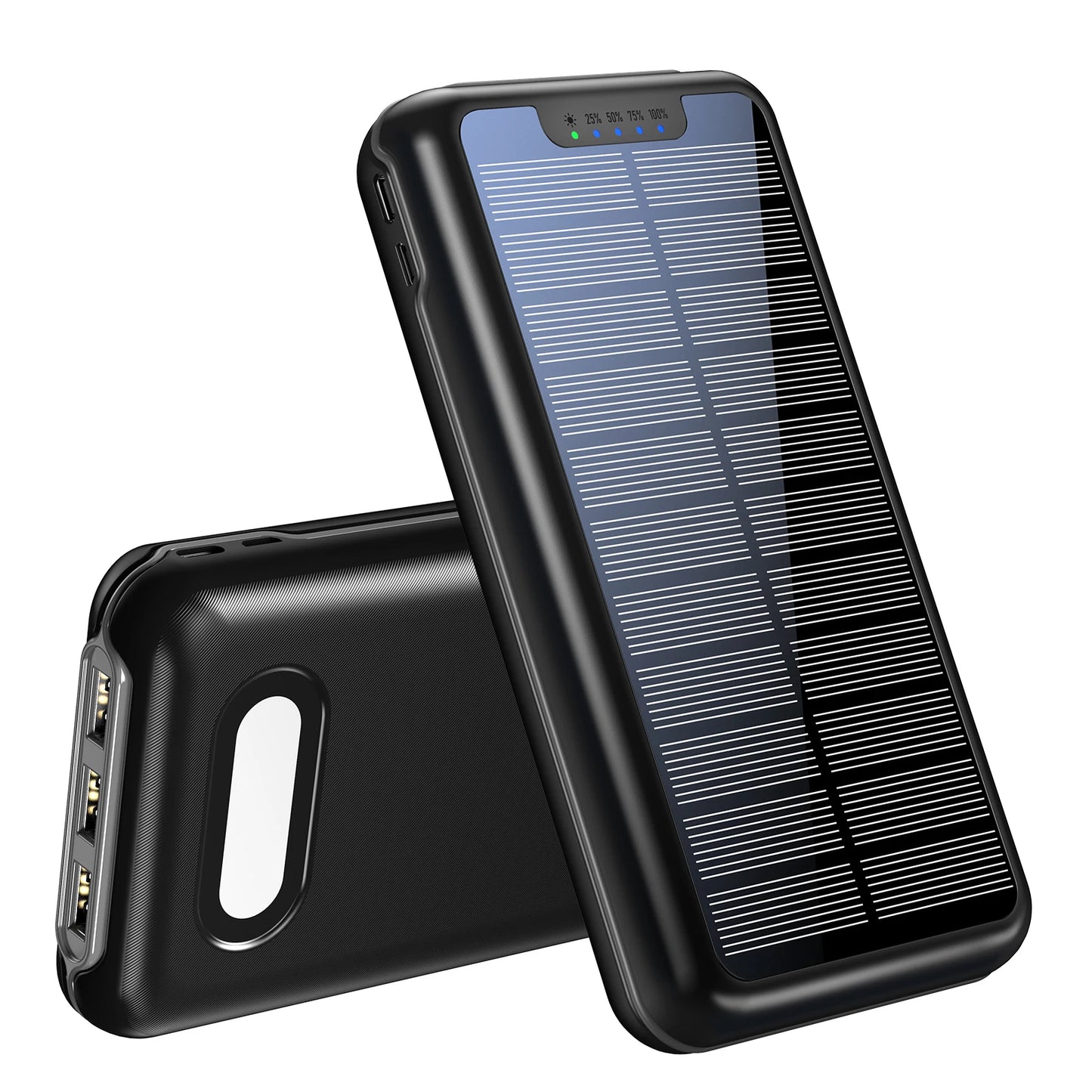 30000mAh Solar Power Bank,3 USB ports,Portable Solar Charger External Battery Bank,LED Flashlight, Camping,Travel & Emergen Use