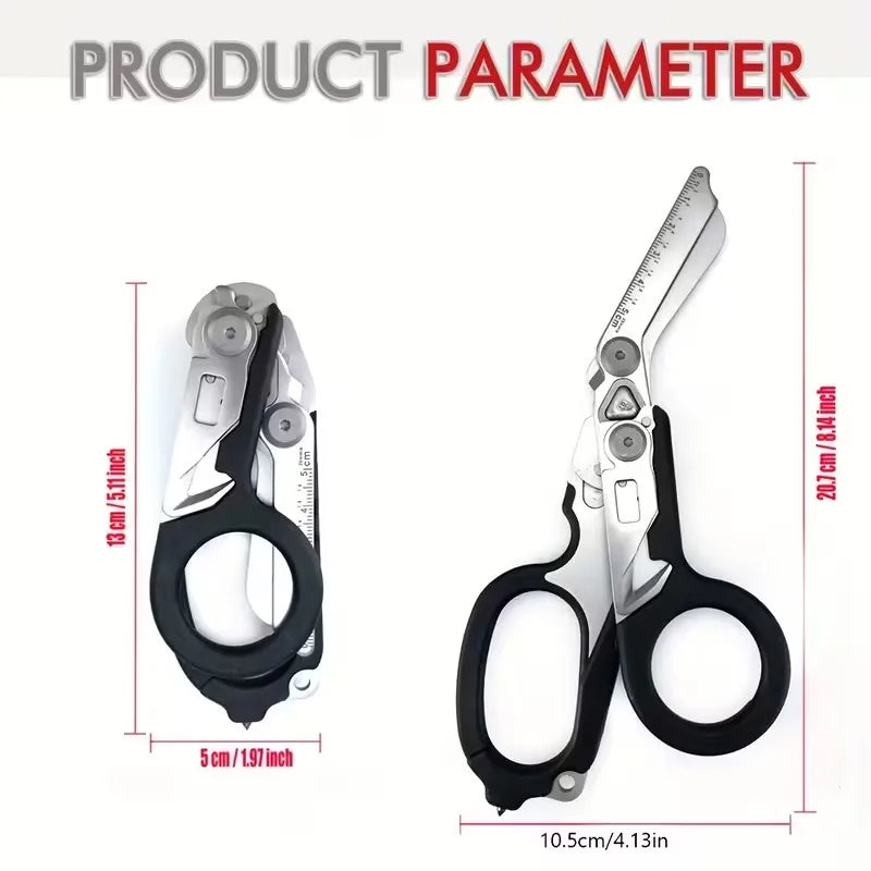 Multifunction Scissors First Aid Expert Tactical Folding Scissors Outdoor Survival Combination Gadget Travel Rescue Tool