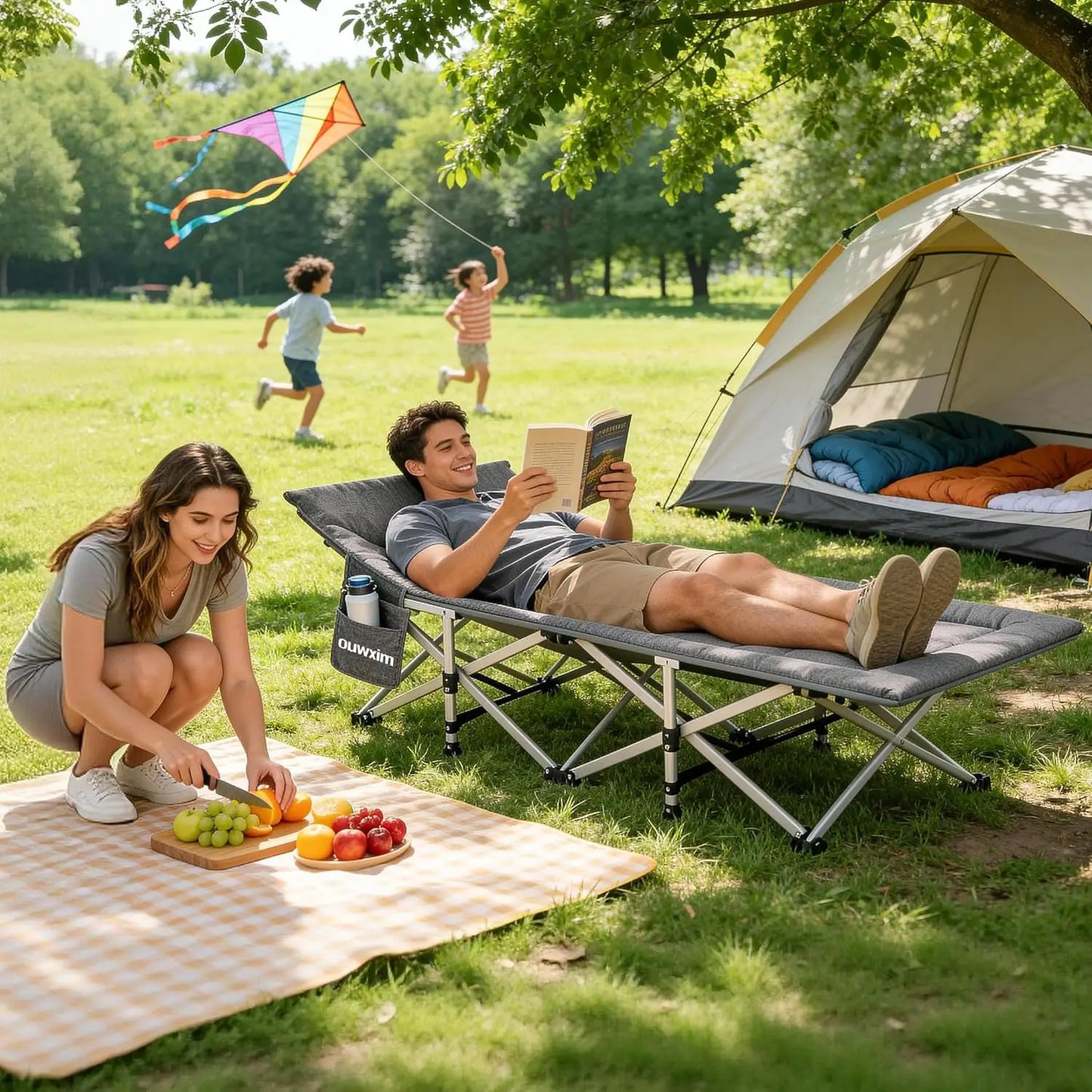Heavy Duty Camping Cot for Adults, 450LBS Capacity, Compact Fold with Pillow & Carry Bag, No Assembly Needed