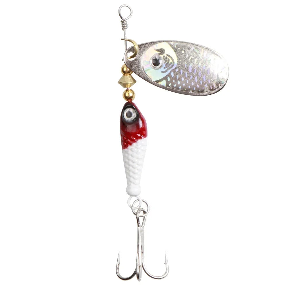 Rotating Metal Spinner Fishing Lures 9g Sequins Iscas Artificial Hard Baits Crap Bass Pike Treble Hook Tackle Lure חכת דייג