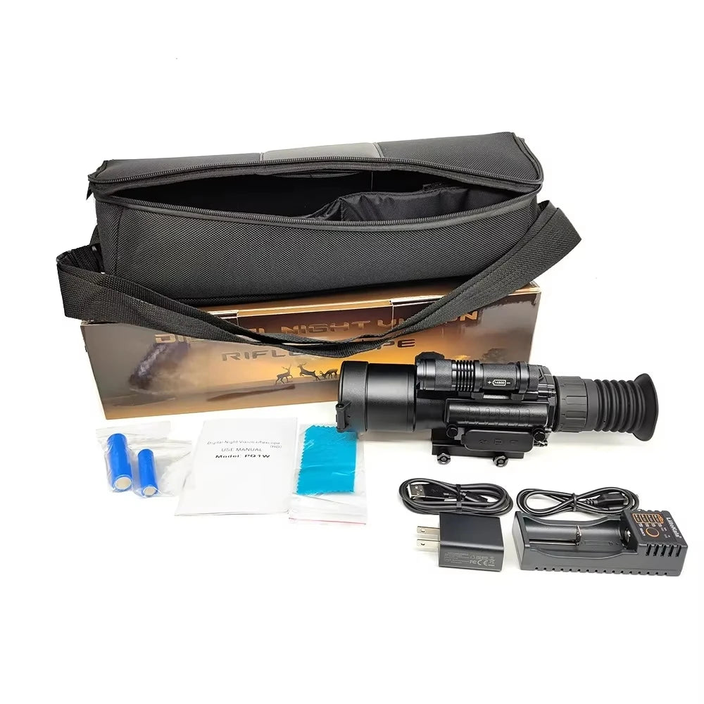 GOYOJO Digital Day/Night Vision Scope Hunting Rifle Optics 50mm Lens 1920X1080P 3.7-11X Digital Zoom WiFi Reticle Video Record