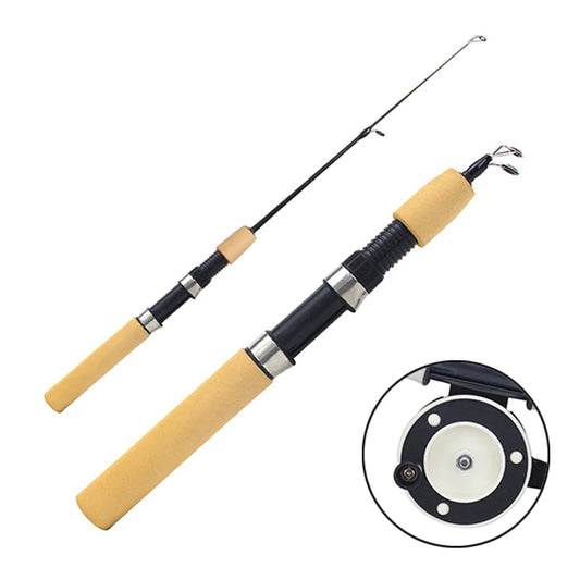 0.6/0.8/1m Fishing Rod Combo Portable Ice Fishing Rod with Fish Reel Winter Ocean Lake River Pond Stream Fish Pole