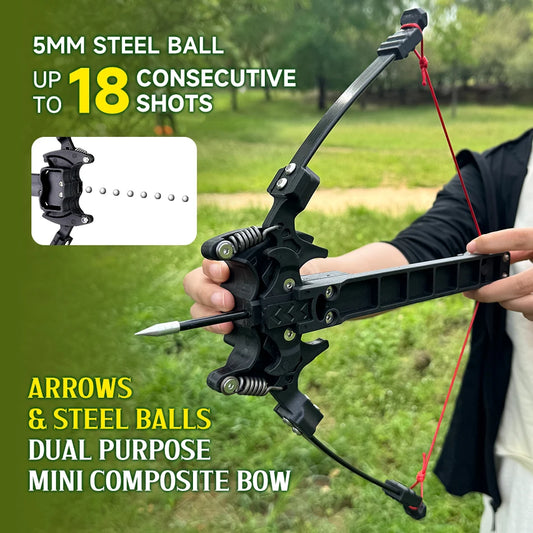 18 Round Steel Ball Recurve Bow Folding Arrow Dual-purpose Bow - Outdoor Hunting, Shooting, Entertainment, and Holiday Gifts