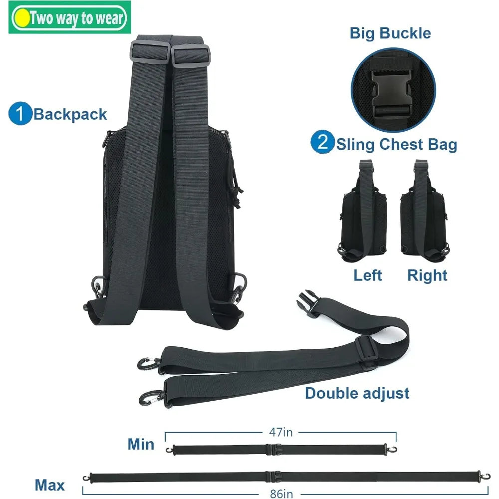 Dual Pistol Holster Chest Bag Concealed Carry Sling Crossbody Tactical Gun Convertible Backpack Shooting Hunting