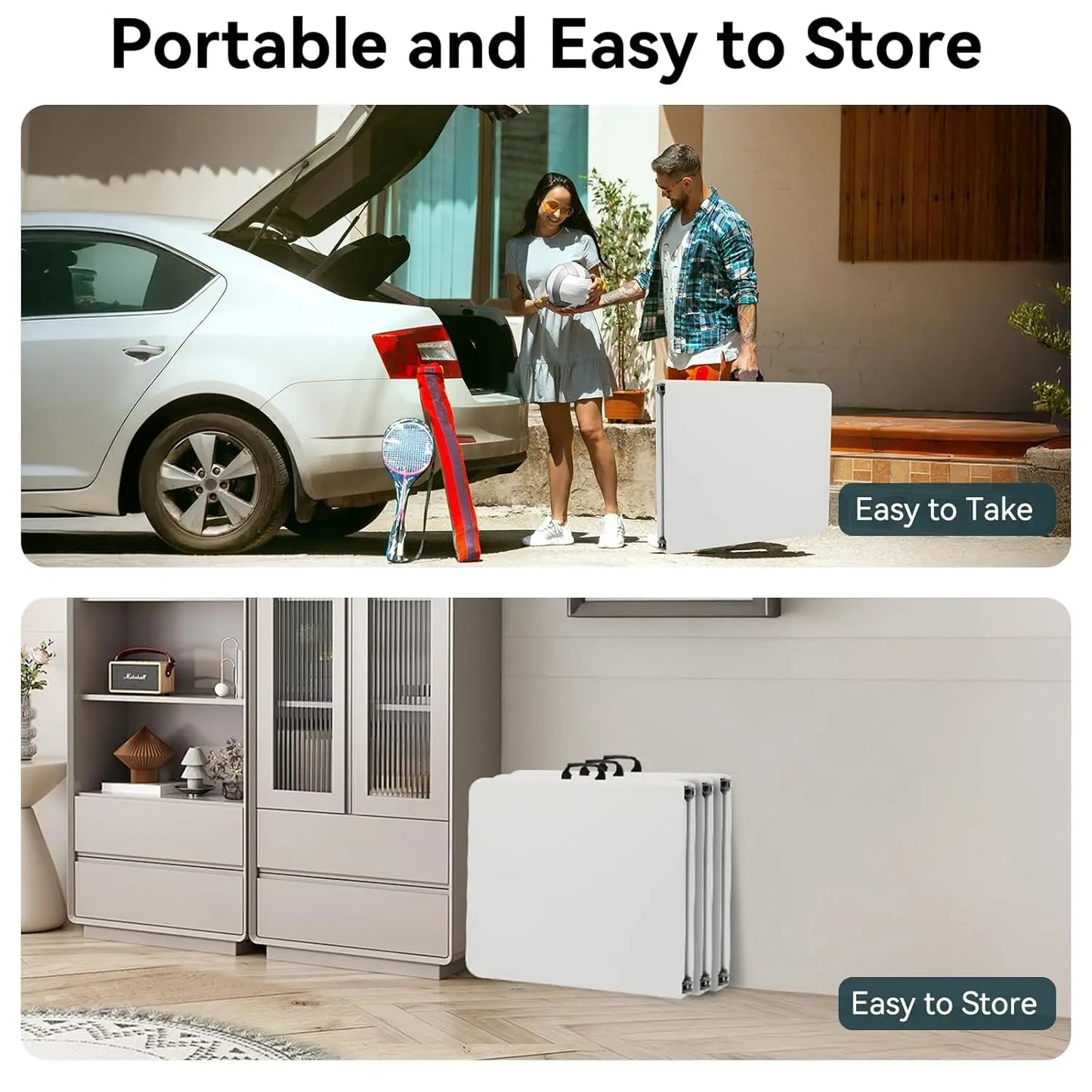 6ft Foldable Table w/ Handle & Steel Legs Heavy Duty Portable Party Dining Wedding Picnic Indoor Outdoor Camping Utility, Custom