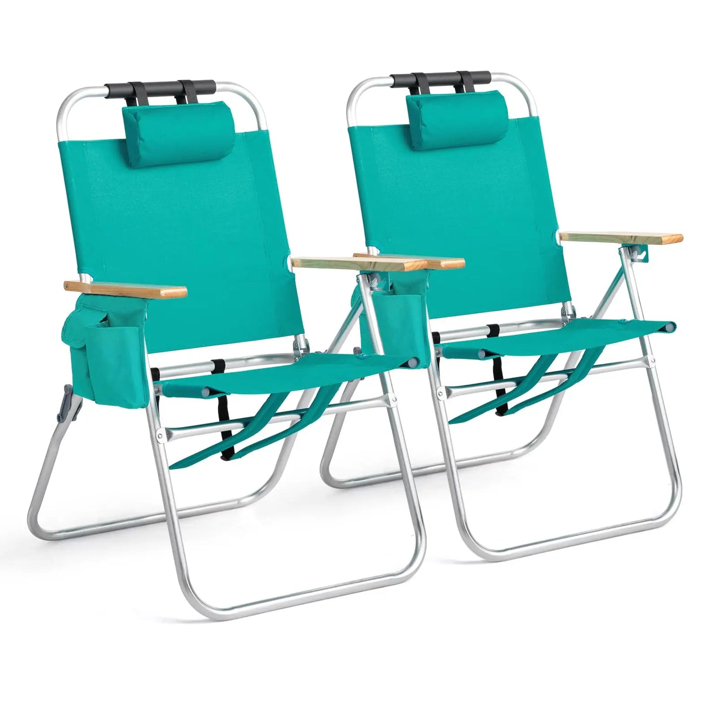 Lightweught 17" Backpack Beach Chair, Tall Beach Chairs for Adults, Portable with Adjustable Straps, 3-Position Customized