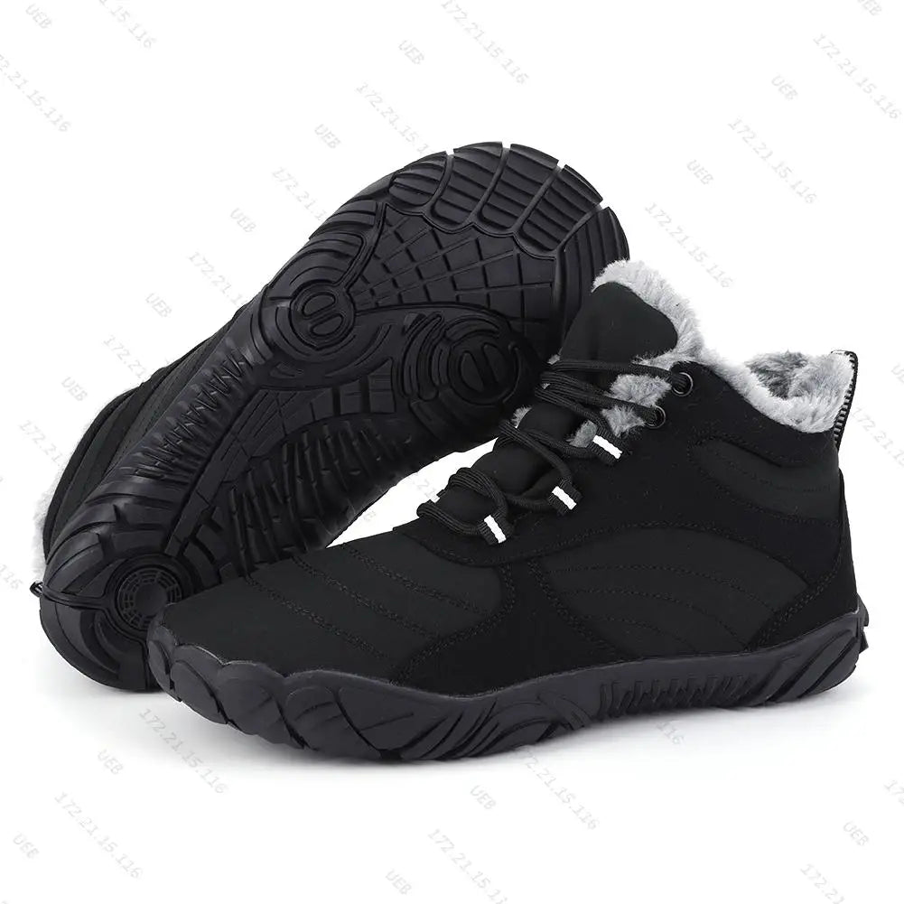 Warm Hike Shoes Non-Slip Waterproof Warm Fur Lined for Women Men (Black 40)