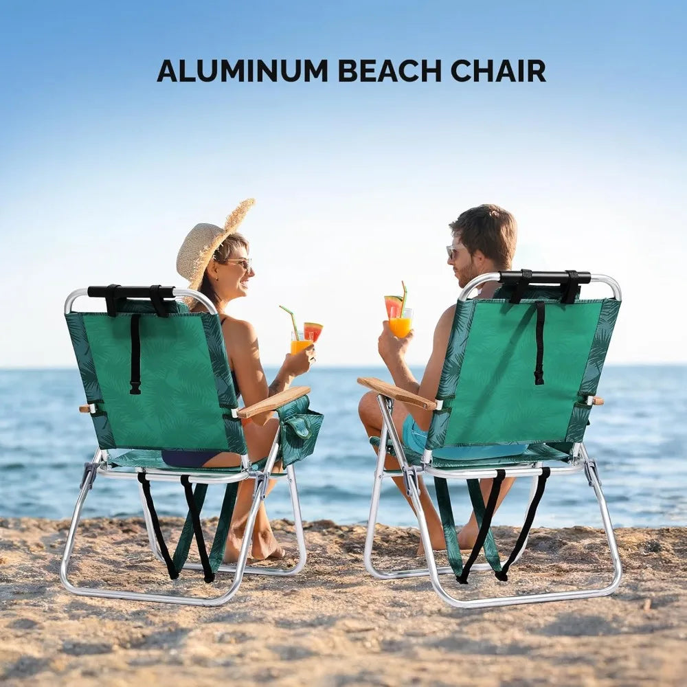 Lightweught 17" Backpack Beach Chair, Tall Beach Chairs for Adults, Portable with Adjustable Straps, 3-Position Customized