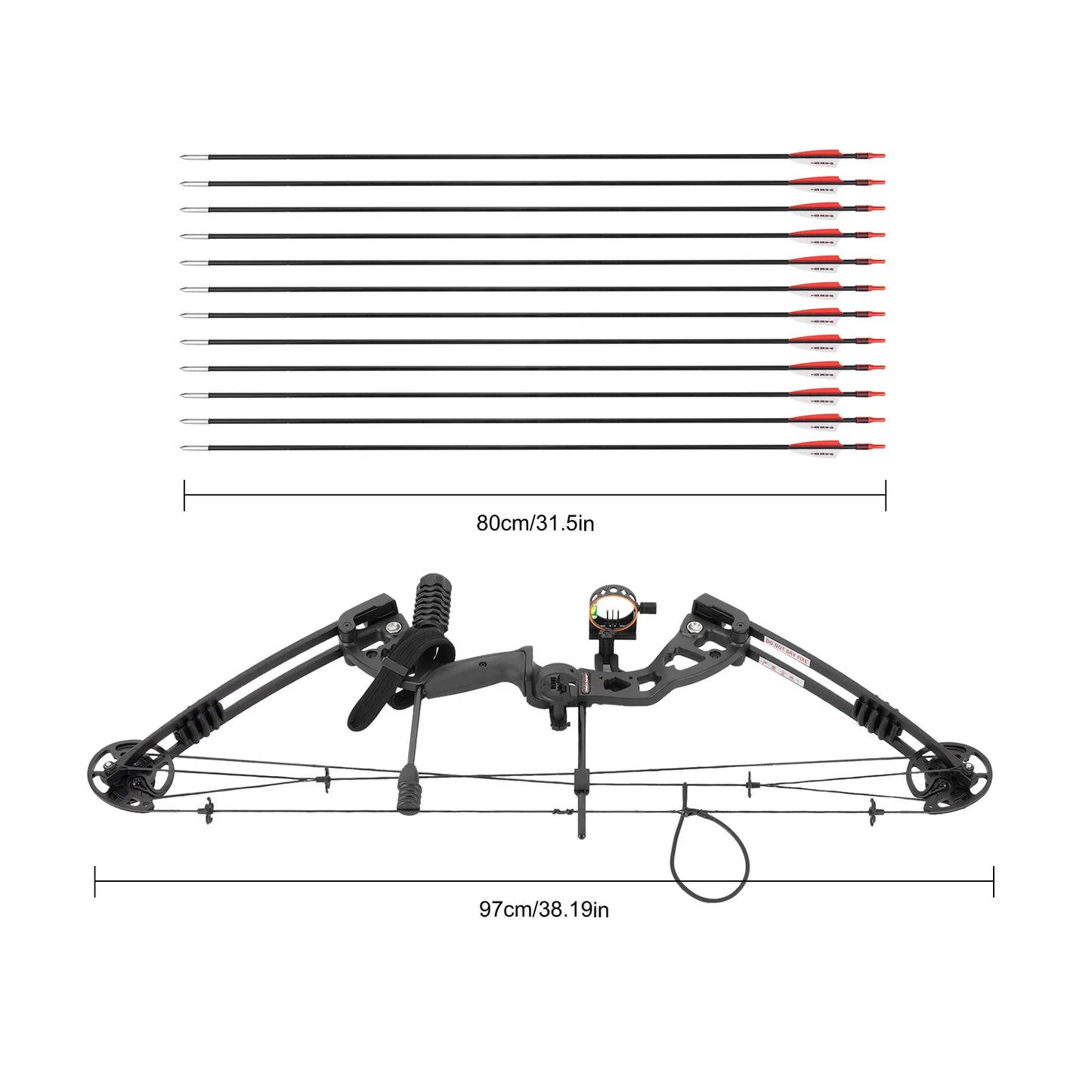 Compound Bow Hunting Kit with 12 Arrows 3-Pin Sight Adjustable Draw Weight and Length for Archery Enthusiasts,Beginners