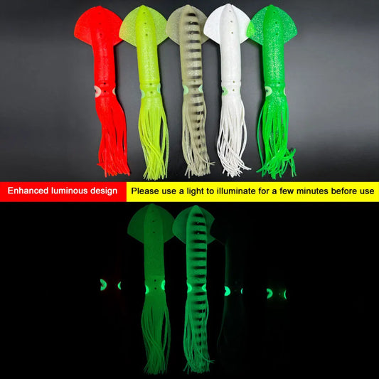5Pcs 30cm Fishing Soft Lures Luminous Octopus Sea Fishing Wobbler Silicone Squid Bait Artificial Bait