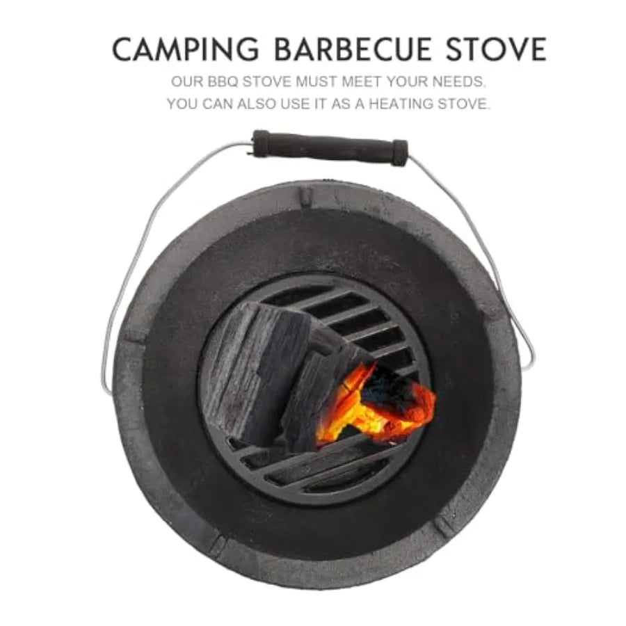 DOITOOL Cast Iron Charcoal Hibachi Grill Portable Charcoal Grill for Outdoor Camping Barbecue Cooking with Compact Design Top D