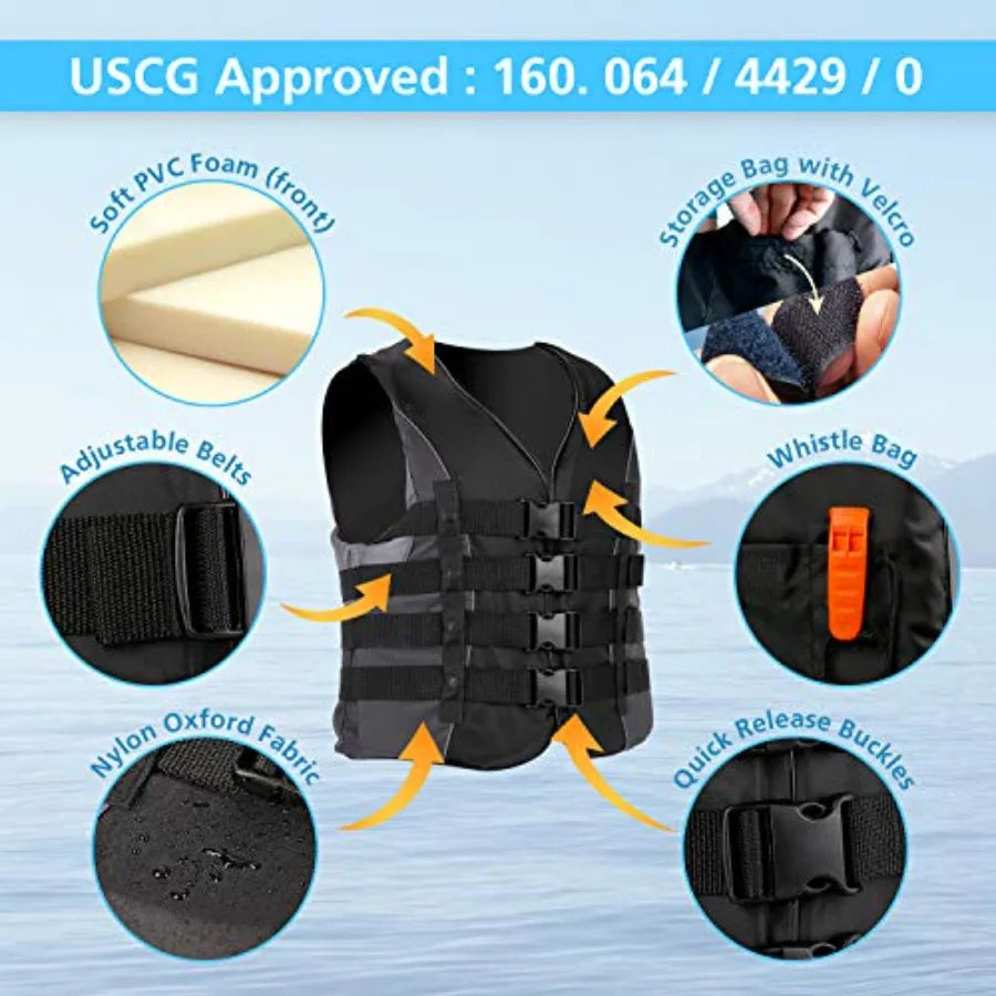 Adult USCG Life Jacket Water Sports Life Vest