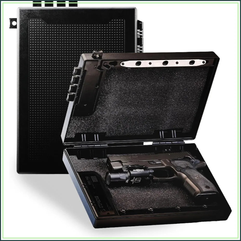 Tactical Handgun Storage, Instant Access Portable Gun Case, TSA Compliant Lock Box for Quick Handgun Access, Black - 2PK (Full-Size Only)