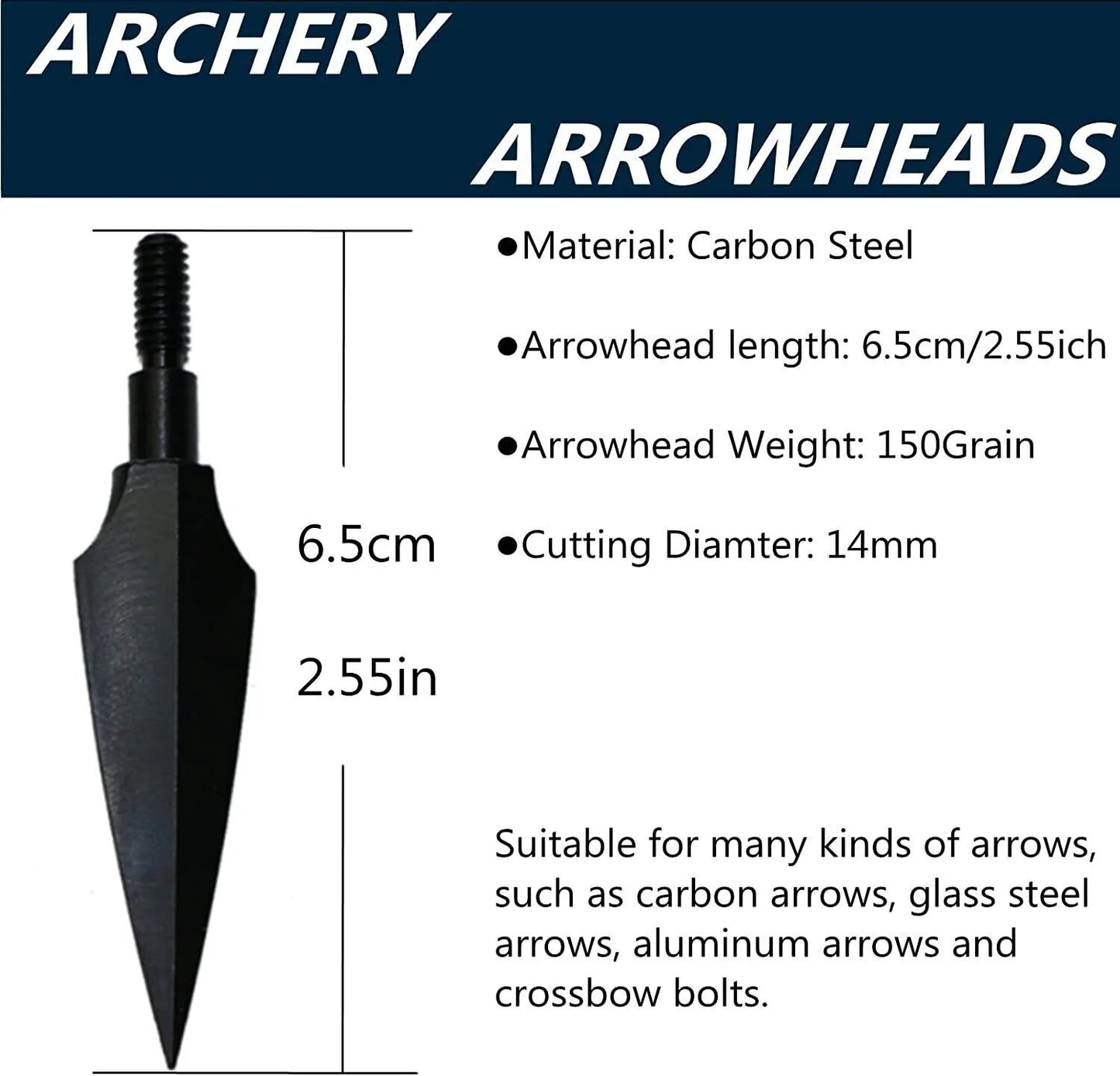 12/20pcs Arrowheads High Carbon Steel Broadheads 150Grain Arrows Tips Archery Compound Bow Recurve Bow Crossbow Hunting Shooting
