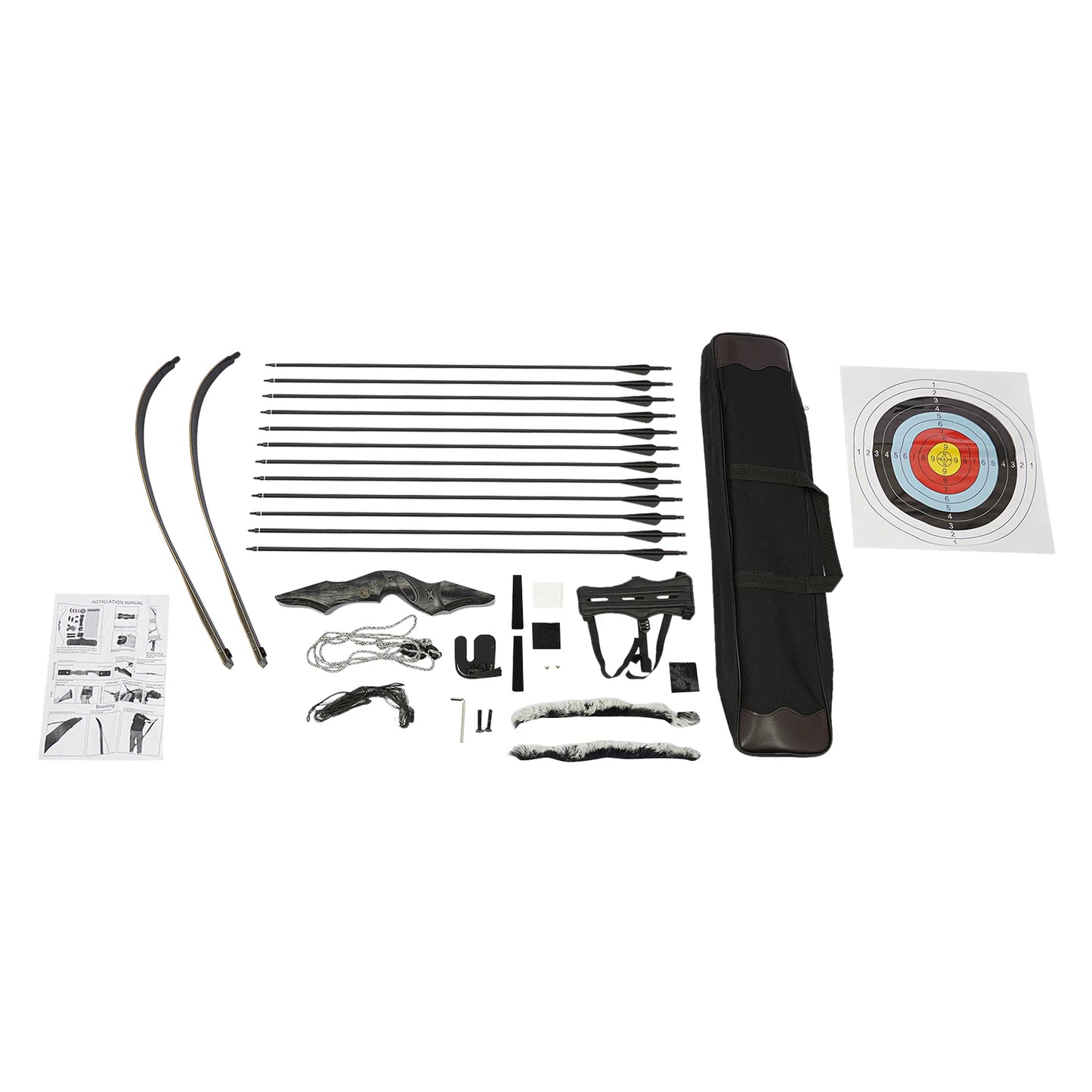 15.88kg/35lbs Takedown Recurve Bow, Wooden Recurve Bow, Recurve Bow Kit Used to Practice Basic Archery Posture, Aiming, and Release Techniques in a Backyard or at a Shooting Range