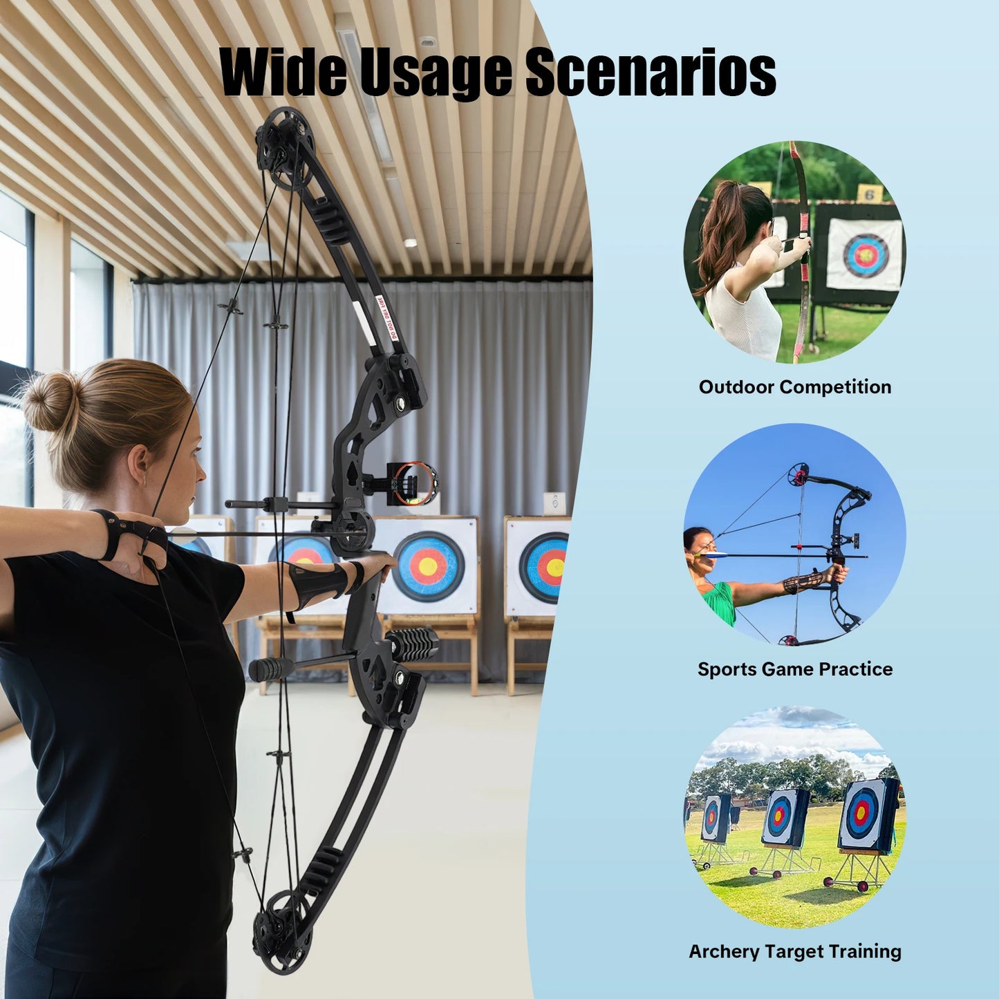Compound Bow for Adults Right Hand with 12 Arrows and Hunting Kit Draw weight and cams Fully Adjustable for Hunting Training