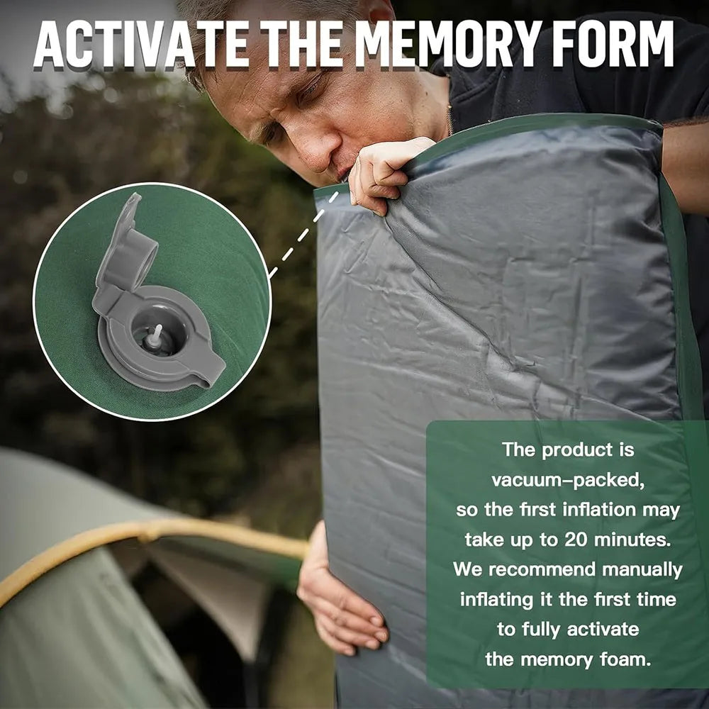 Night Cat Self-Inflating Sleeping Pad: Camping Mattress Single Memory Foam for Hiking - Comfortable Camping Mat Air for Outdoor
