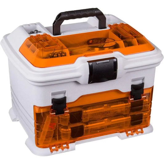 Portable Fishing Tackle Organizer with Anti-Rust Technology, 5 Removable Boxes, White/Orange
