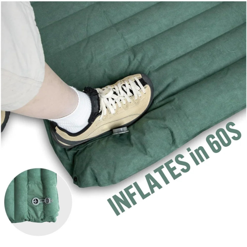 Night Cat Sleeping Pad for 1Person Camping Hiking - Ultralight Inflatable Sleeping Mat with Built-in Pillow & Foot Pump