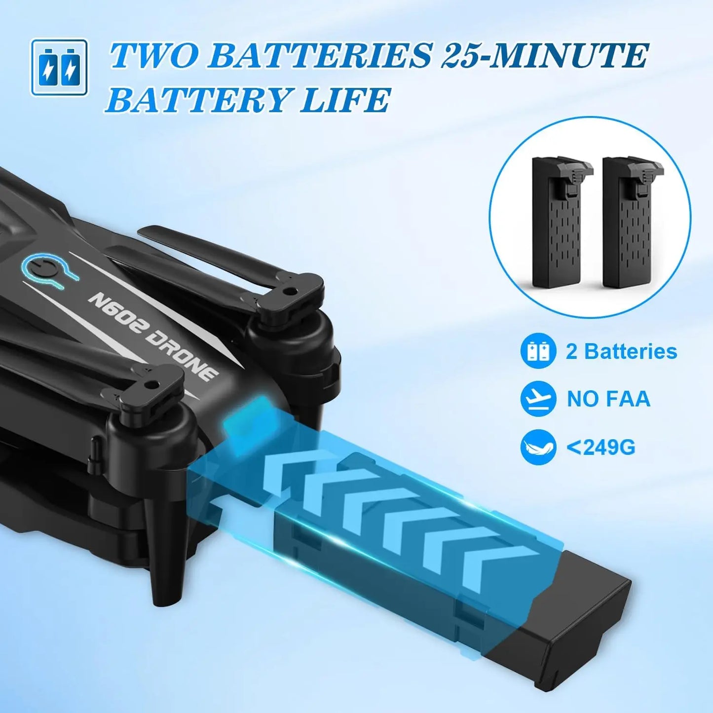 1080P HD Camera Drone for Beginners, Foldable Quadcopter with 2 Batteries & Case, Stable Flight