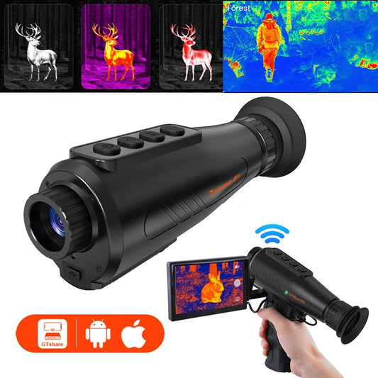 GTGUARD Ai15 1-8X Digital Zoom Thermal Monocular 1500m Long Range AI Enhanced 384×288 10hrs Battery IP66 for Coyote Hog Hunting With Video Rec WiFi PIP