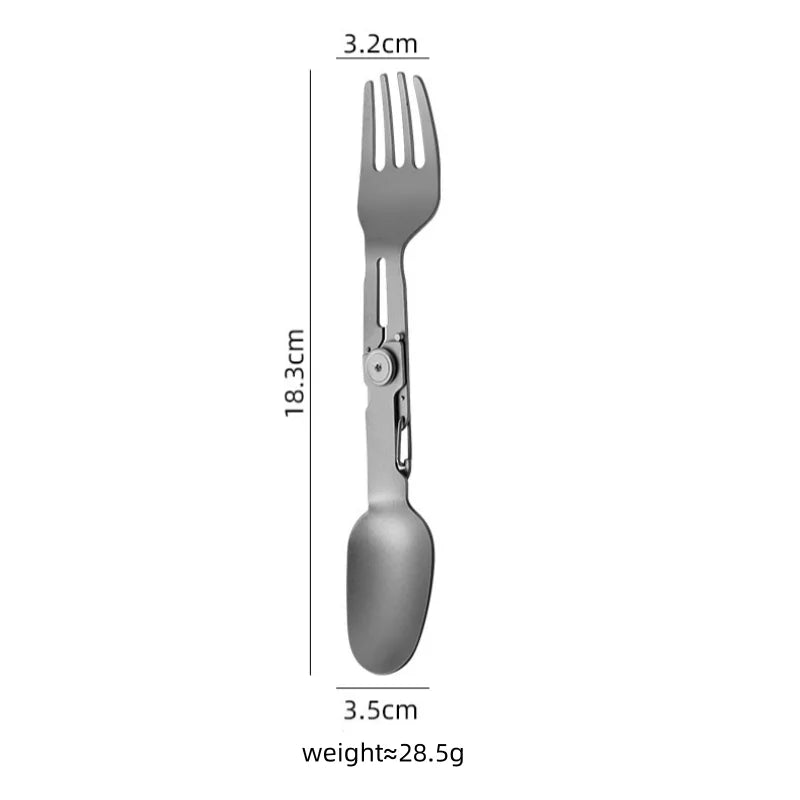 Titanium Folding Spork 2-in-1 Spoon Fork Combo for Camping Hiking Backpacking, Lightweight Portable Outdoor Utensil (1PC)