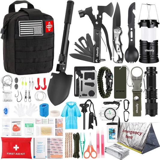 252-Piece Emergency Survival Kit with MOLLE Bag, First Aid Gear for Outdoor Adventure, Car Travel, Earthquake Preparedness