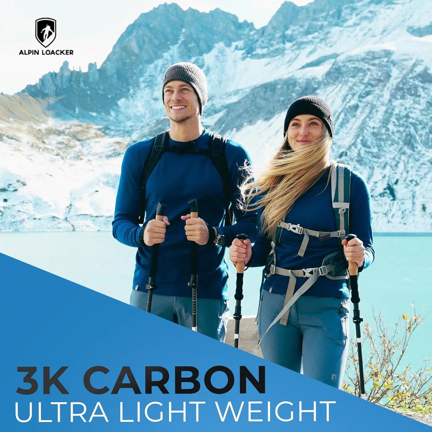 Collapsible Trekking Poles: Ultra Lightweight Carbon/Aluminum, Adjustable for Hiking & Walking