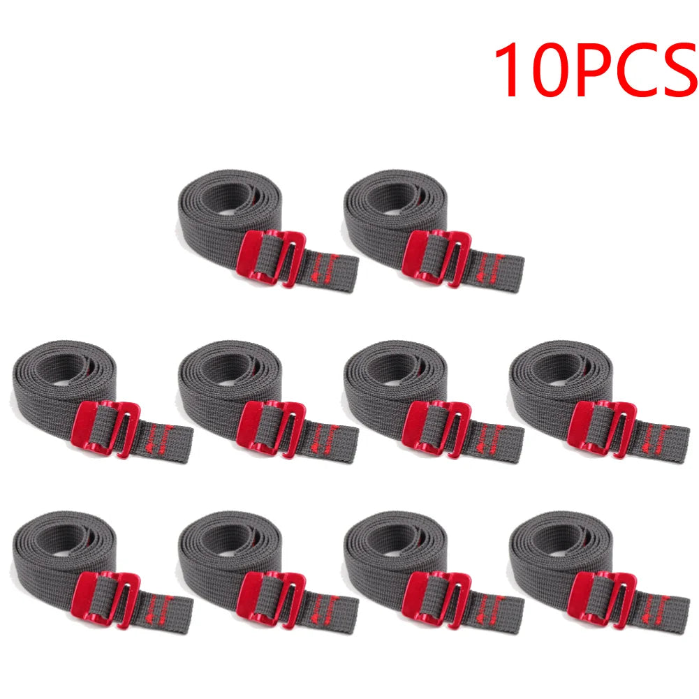 5-20PCS 1.5m Cord Tape Nylon Rope with Quick Release Hook Hiking Climbing Tension Belts  Buckle Tie-Down Belt Cargo Straps