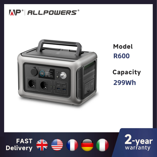 ALLPOWERS Portable Power Station R600, 299Wh LiFeP04 Battery with 2x 600W (1200W Surge) AC Outlets for Outdoor Camping RV Home