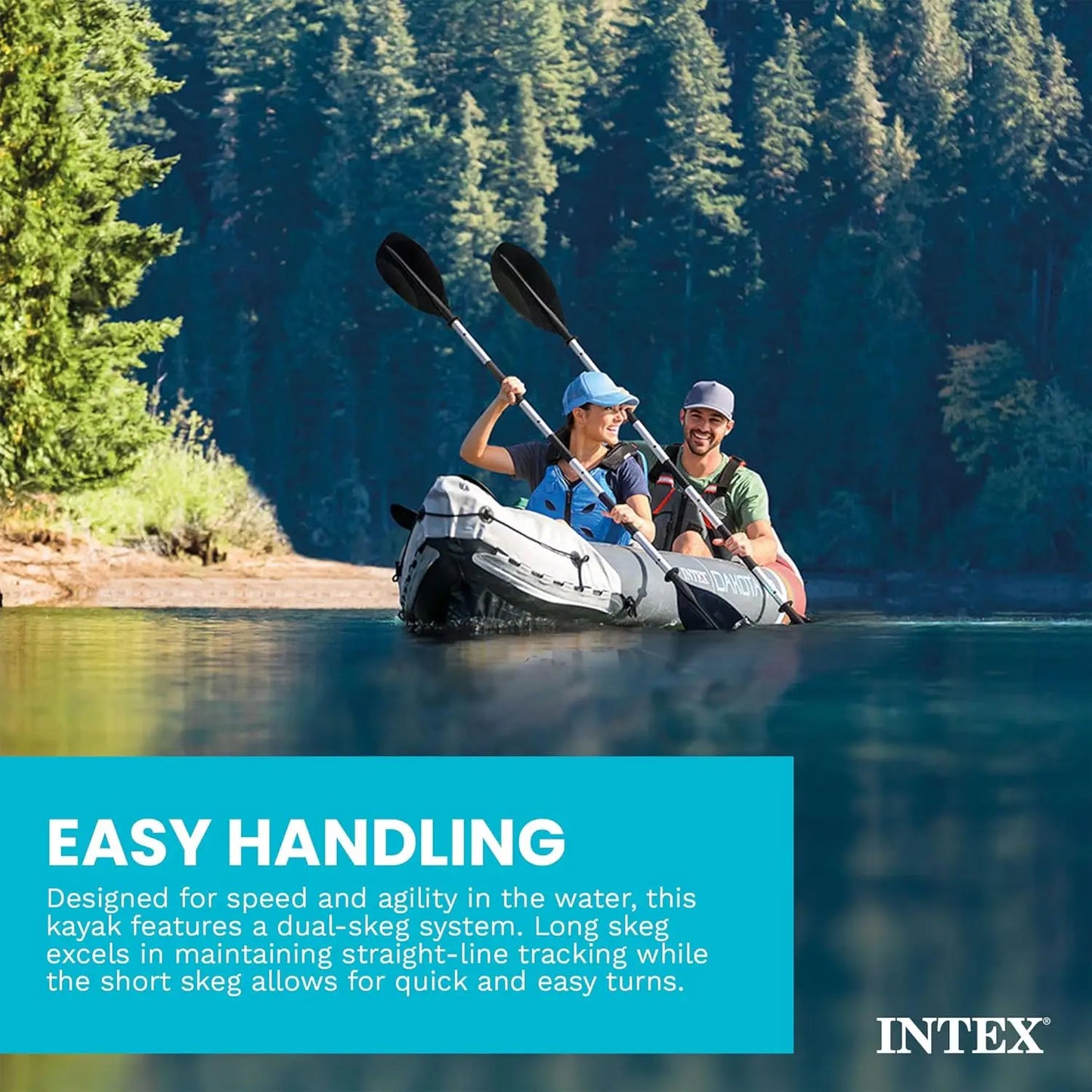 2-Person Inflatable Kayak Set, Dakota K2 with 86in Oars and Pump, Custom