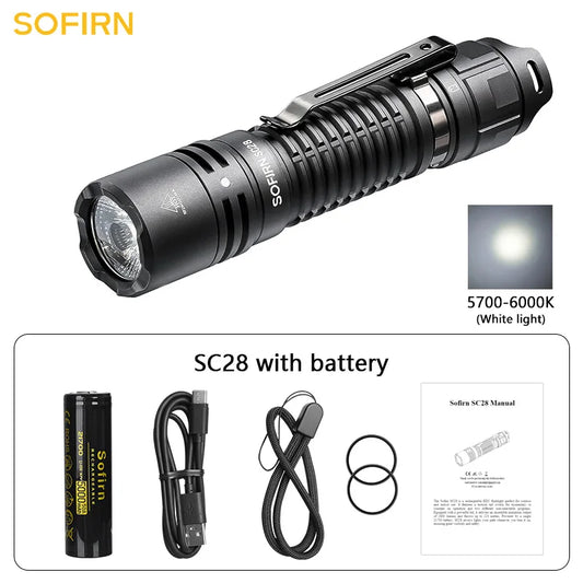 SOFIRN SC28 XHP50B HD LED 2800Lm Type-C Rechargeable Flashlight Protable Powerful 21700 Torch EDC Flash Light IPX8 for Camping