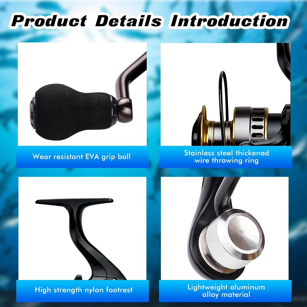 All-metal line Cup Spinning Reel Fishing Reels 1000 5.2:1 Gear Ratio Ultra Light Saltwater Spinning Fishing Reel 22lb Max Drag