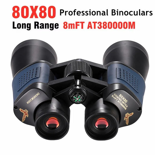 Professional Binoculars HD Portable Eyepieces 80X80 Long Distance Binoculars for Hunting Outdoor Camping Trips Premium Optics