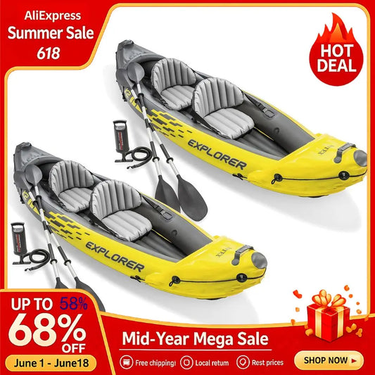 68307EP K2 Inflatable Kayak Set Deluxe 86in Kayak Paddles And HighOutput Pump Adjustable Seats With Backrest Removable Custom