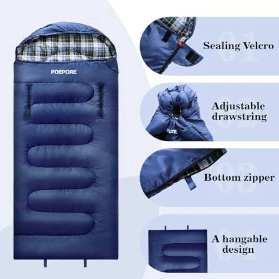 Flannel Sleeping Bag Cotton 0 Degree Cold Weather for Adults XXL Wearable Sleeping Bag 4 Seasons Waterproof with Compression Sa