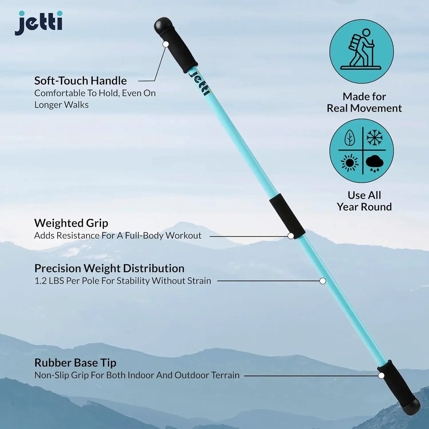 Weighted Walking Sticks for Balance and Stability - Ergonomic Hiking Poles for Seniors, Men & Women