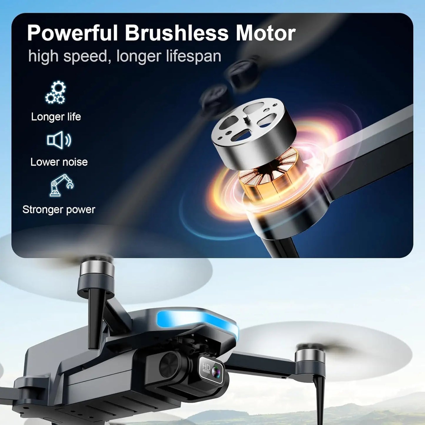 2K HD Camera GPS Drone with Auto Return, Foldable Quadcopter for Adults and Beginners