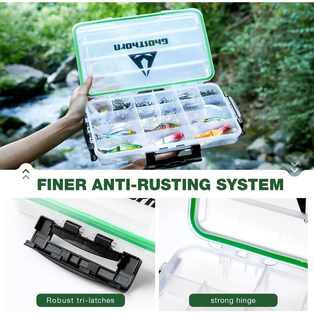 Tackle Box Organizer with 3 Removable Dividers, Waterproof Storage for Lures and Accessories (3700 * 3)