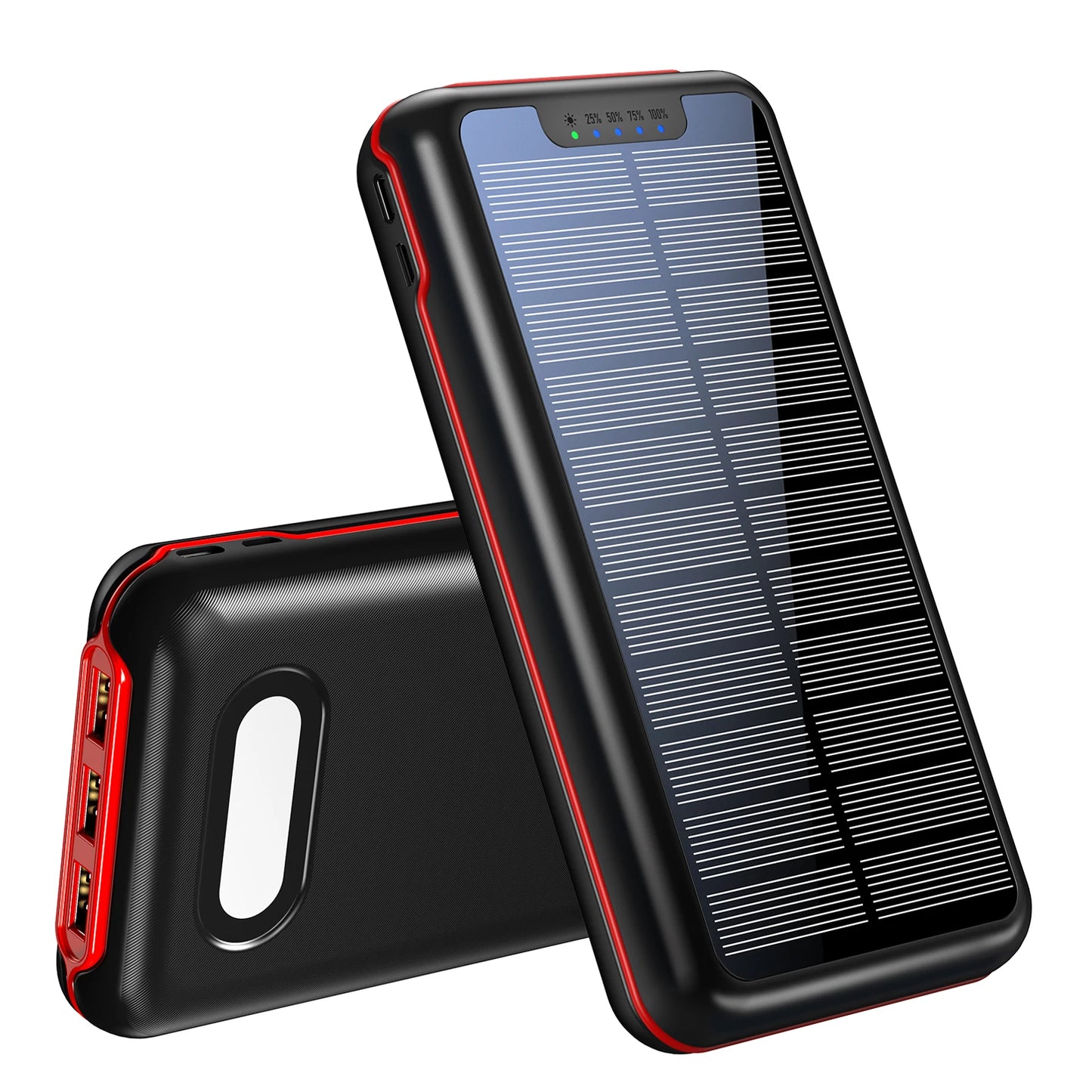 30000mAh Solar Power Bank,3 USB ports,Portable Solar Charger External Battery Bank,LED Flashlight, Camping,Travel & Emergen Use